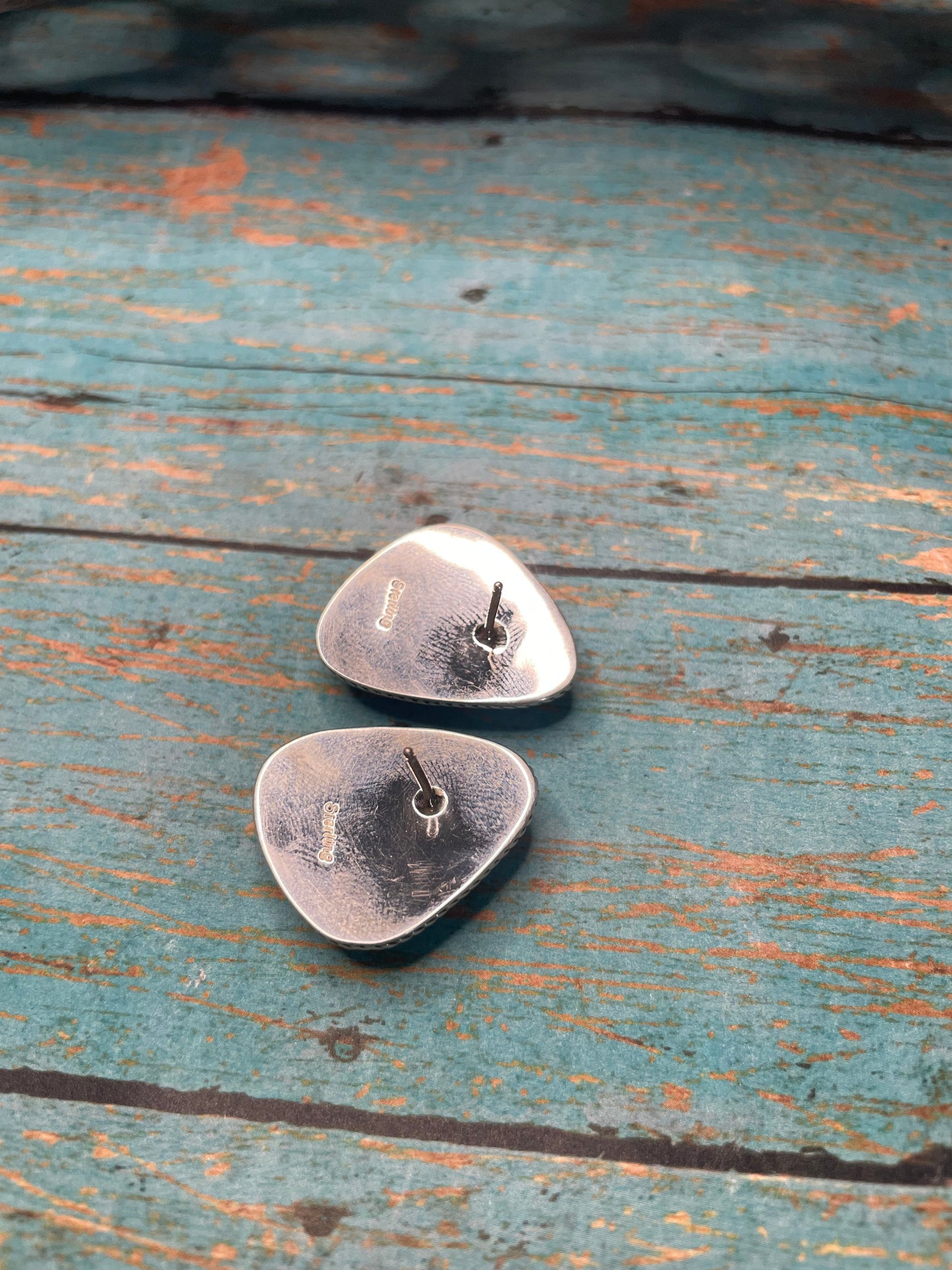 Navajo Turquoise And Sterling Silver Post Earrings