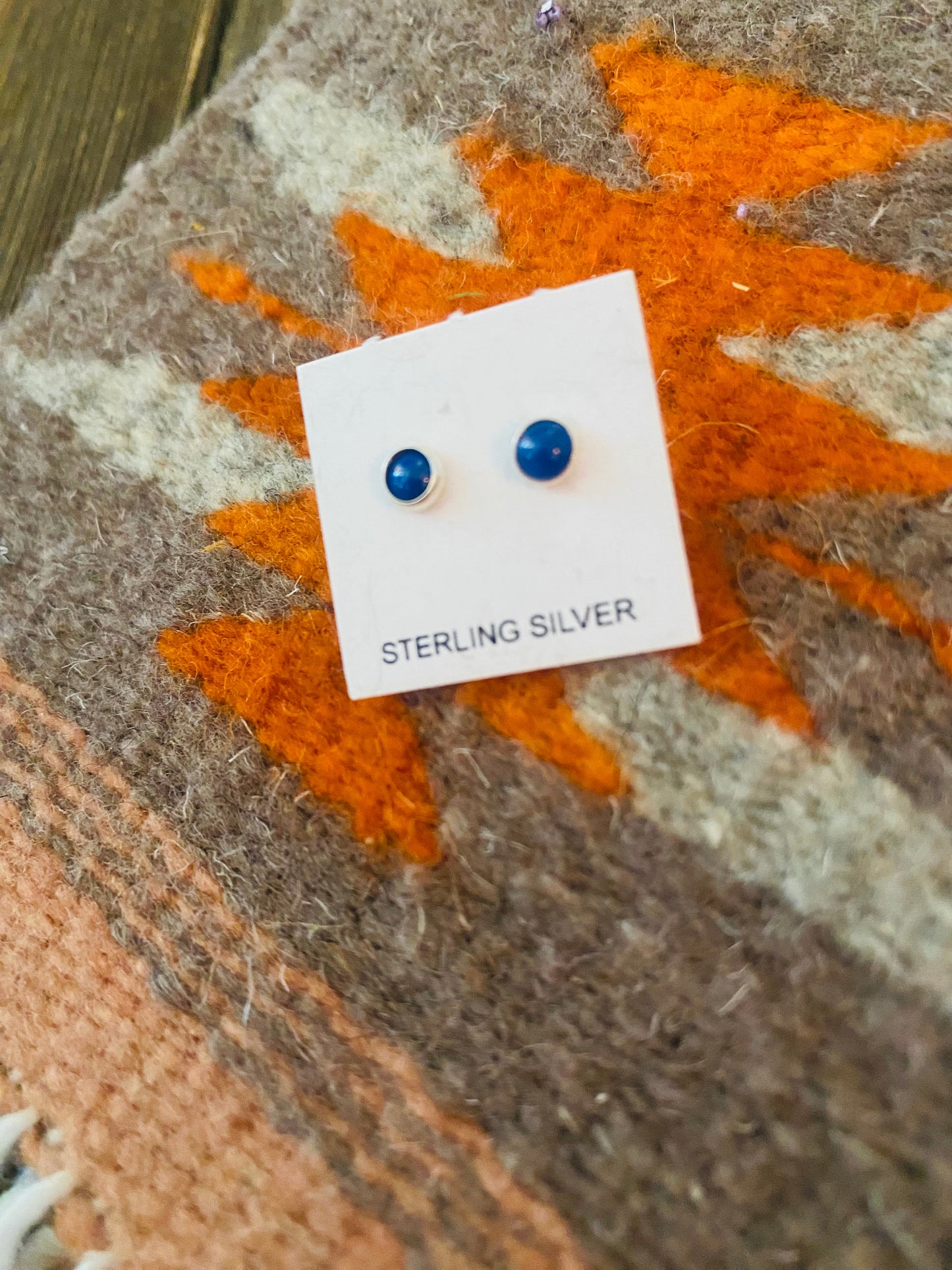Navajo Sterling Silver & Lapis Mini Stud Earrings