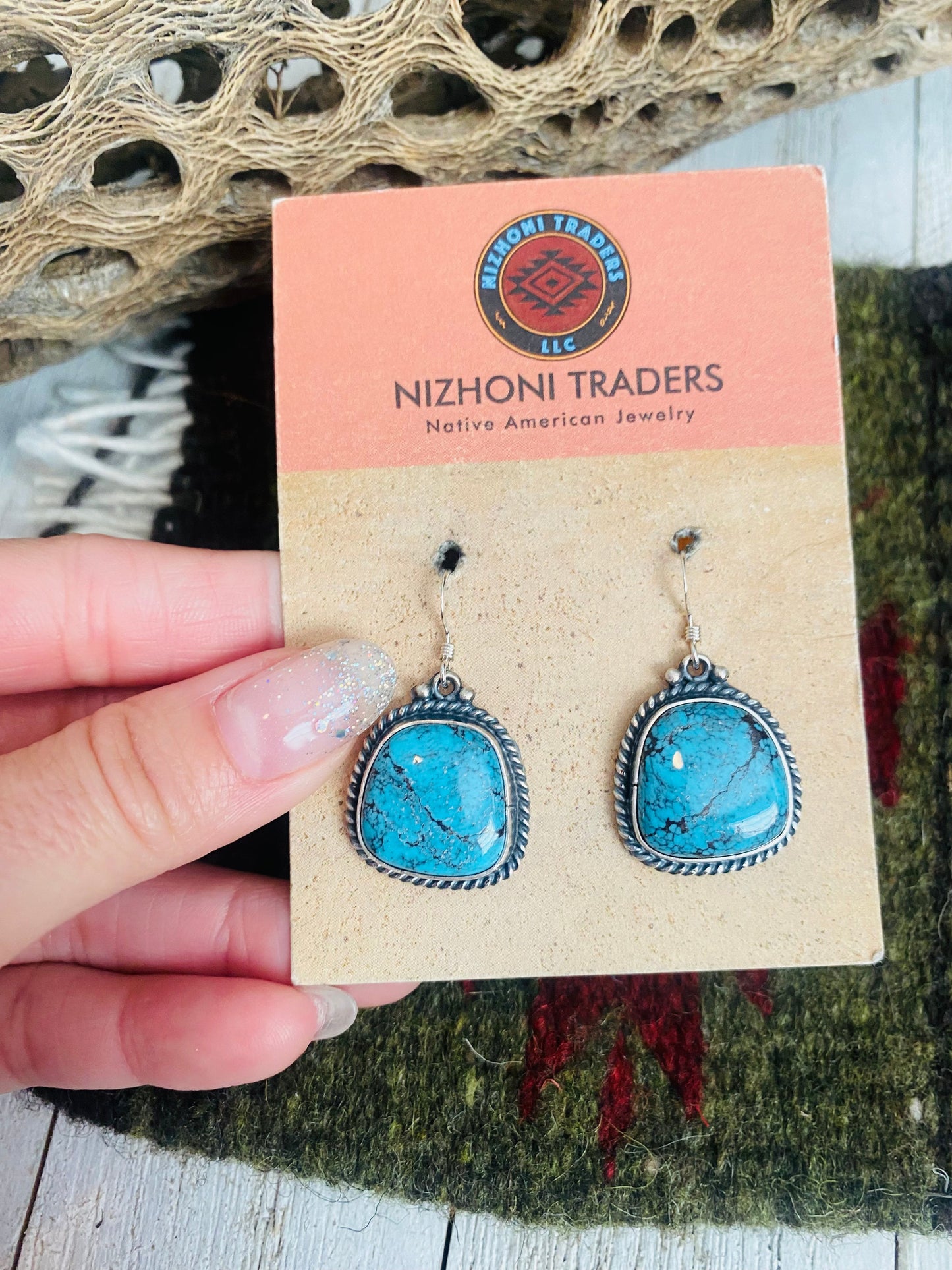 Navajo Turquoise & Sterling Silver Dangle Earrings