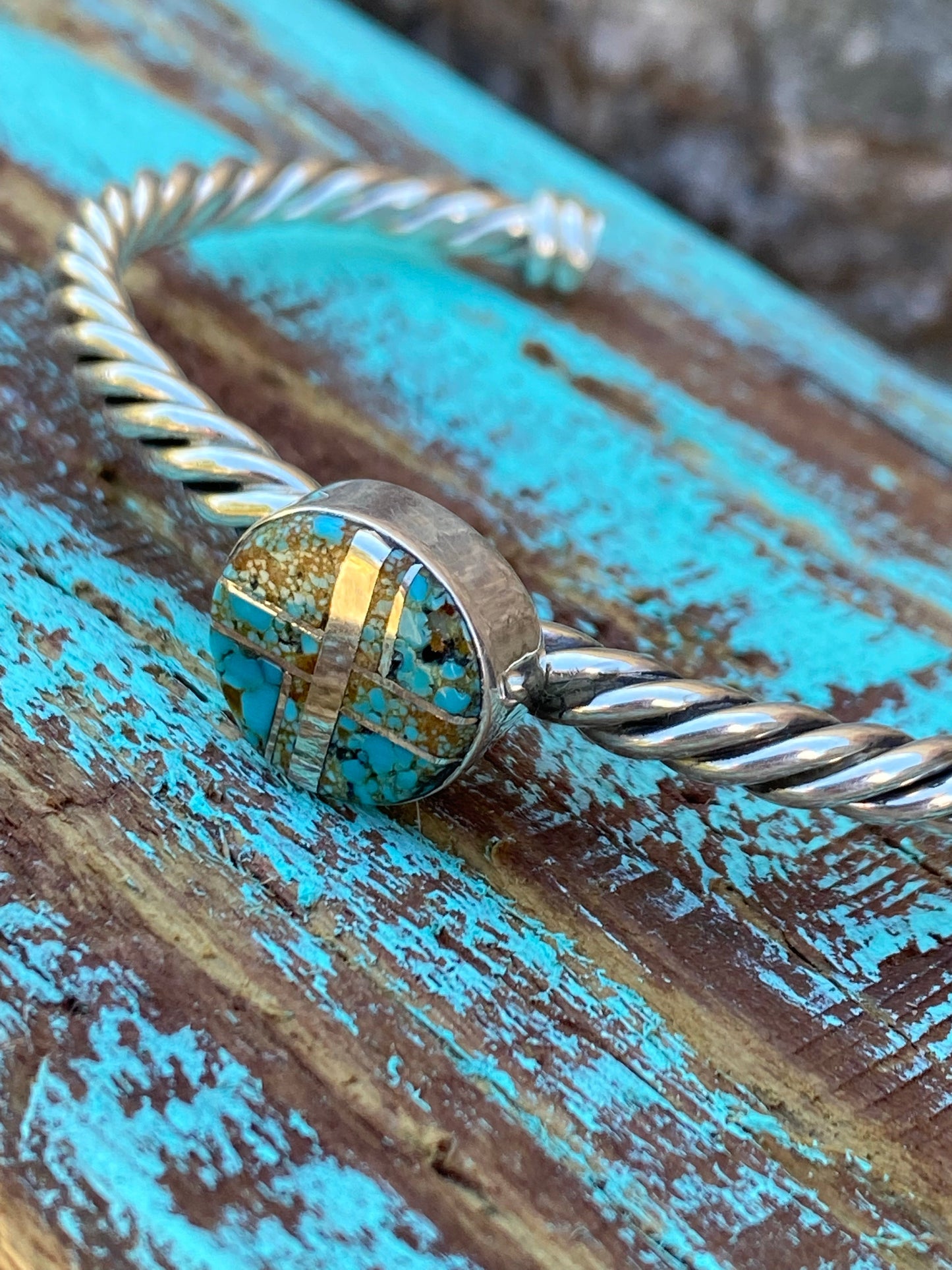 Turquoise 8 & Sterling silver Simple Rope Twist Bracelet
