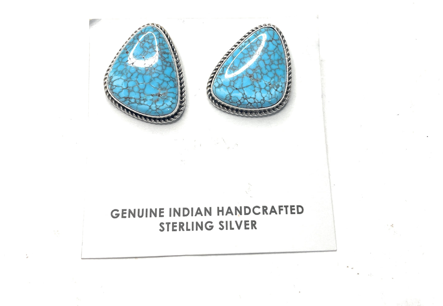 Navajo Turquoise And Sterling Silver Post Earrings