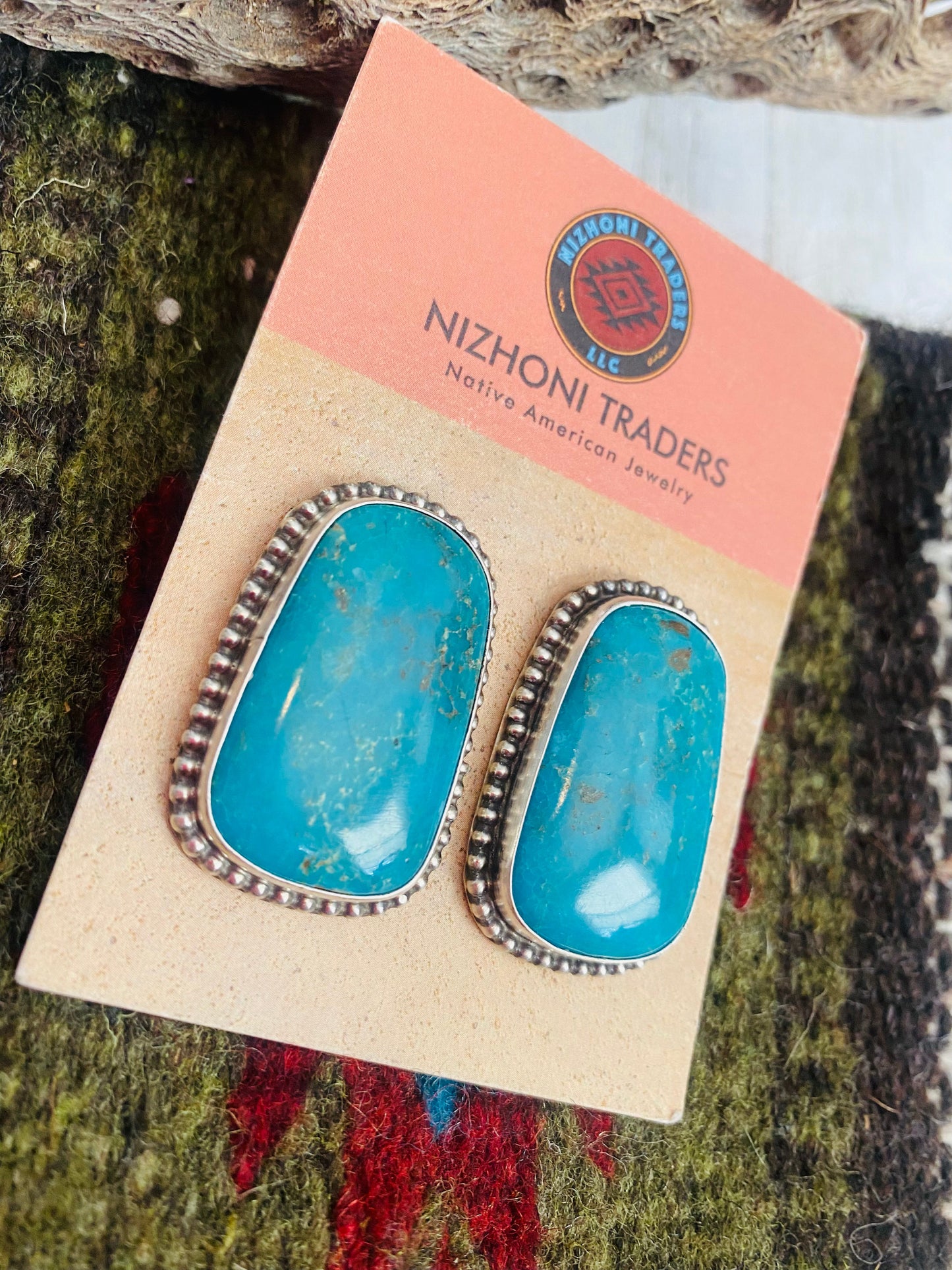 Navajo Sterling Silver & Royston Turquoise Stud Earrings