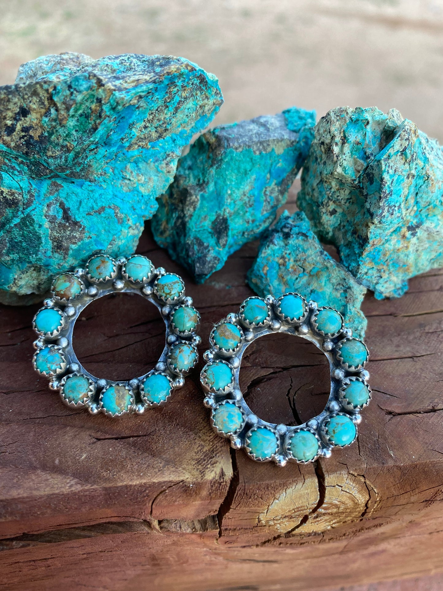 Circle Handmade Royston Turquoise Post Earrings