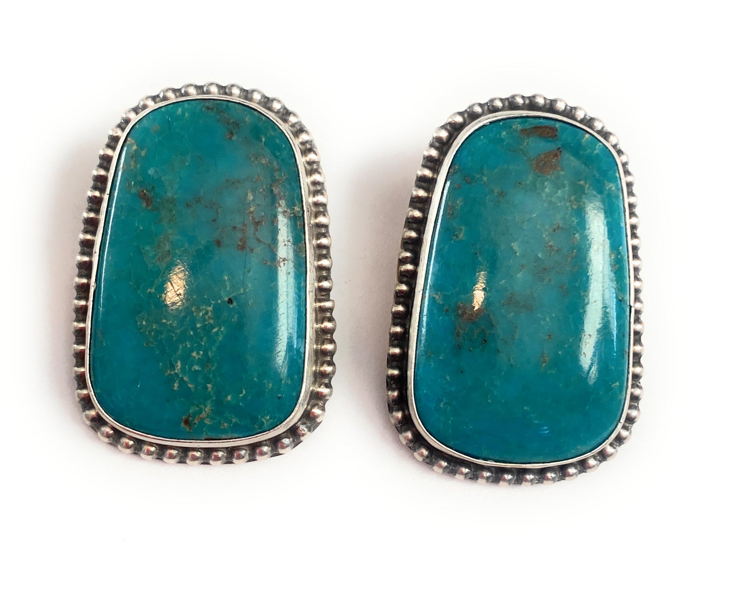 Navajo Sterling Silver & Royston Turquoise Stud Earrings