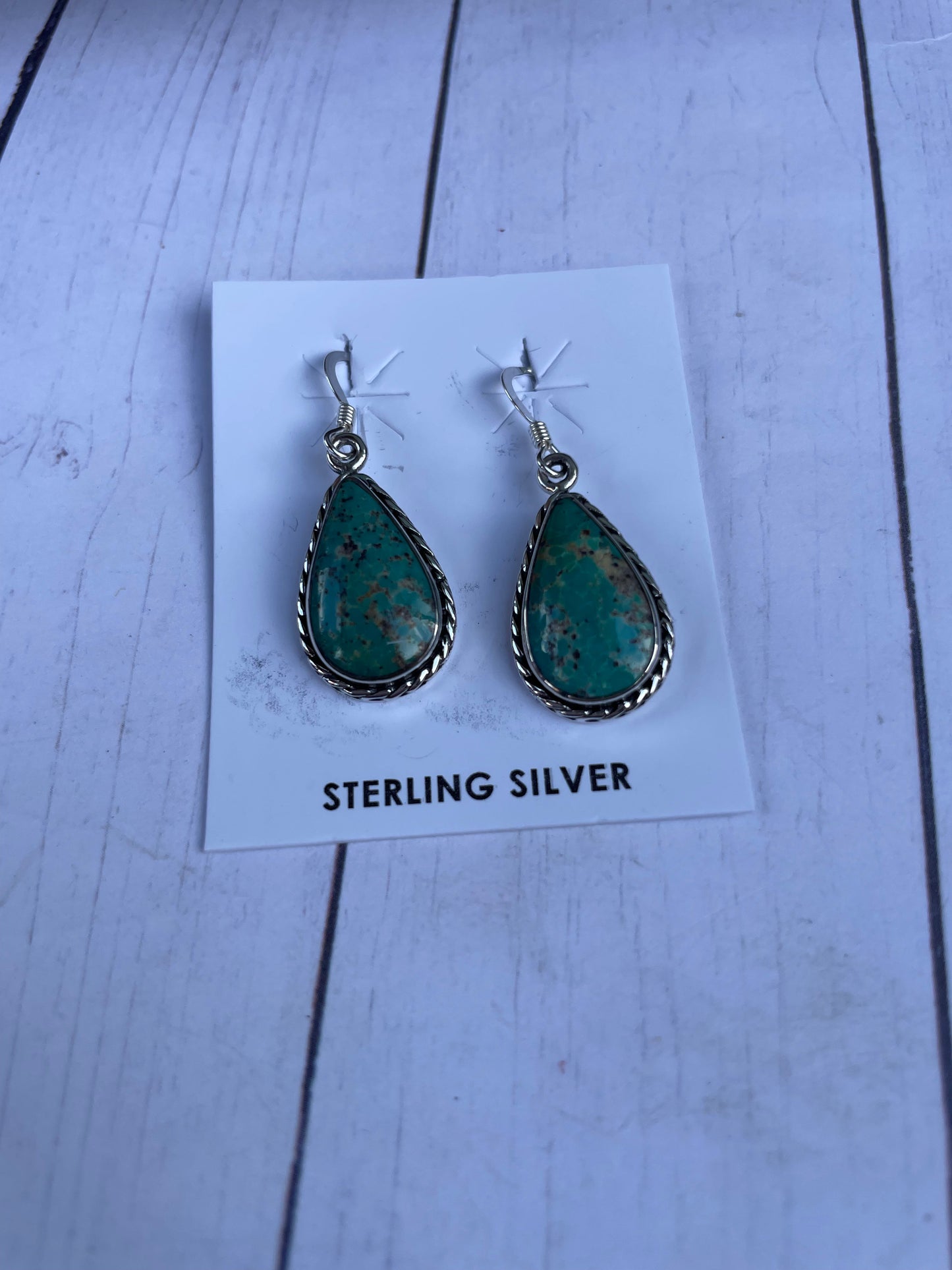 Navajo Turquoise And Sterling Silver Dangle Earrings