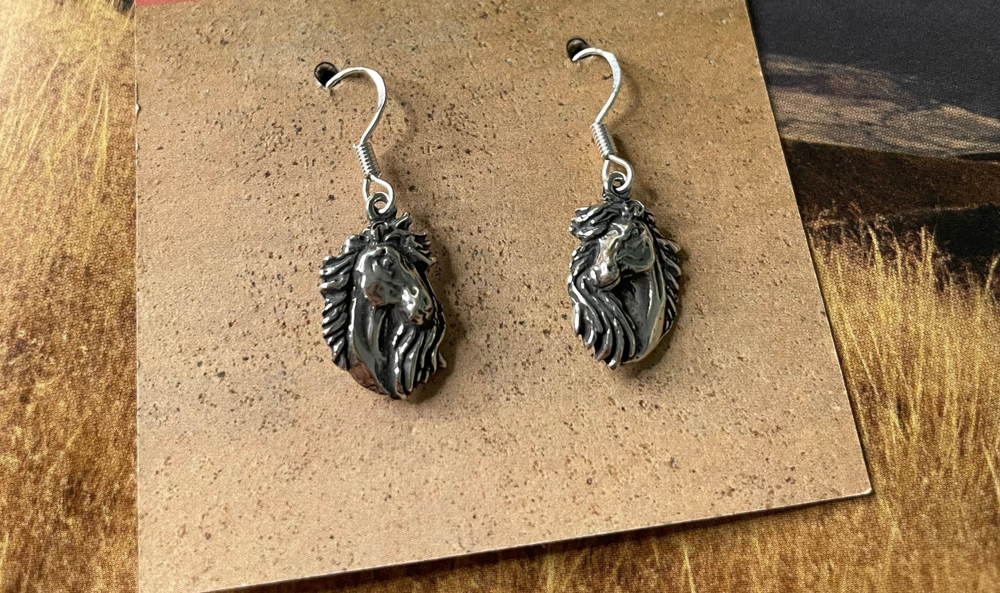 Navajo Sterling Silver Horse Dangle Earrings