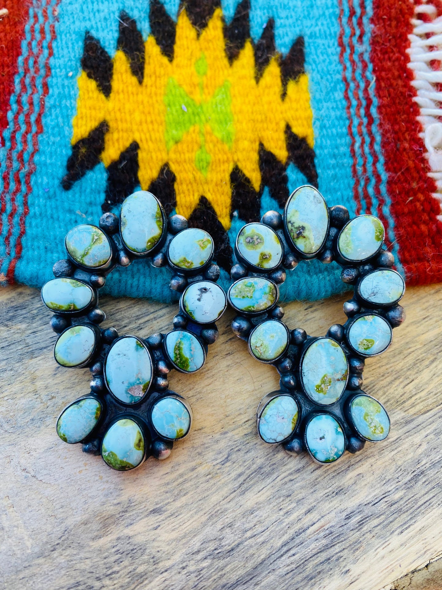 Navajo Sterling Silver & Sonoran Gold Turquoise Dangle Earrings