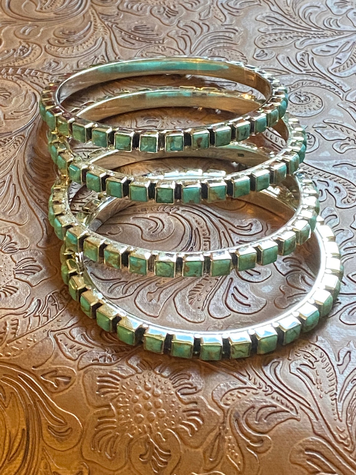 Handmade 8 inch  Kingman Turquoise & Sterling Silver Bangle Bracelet