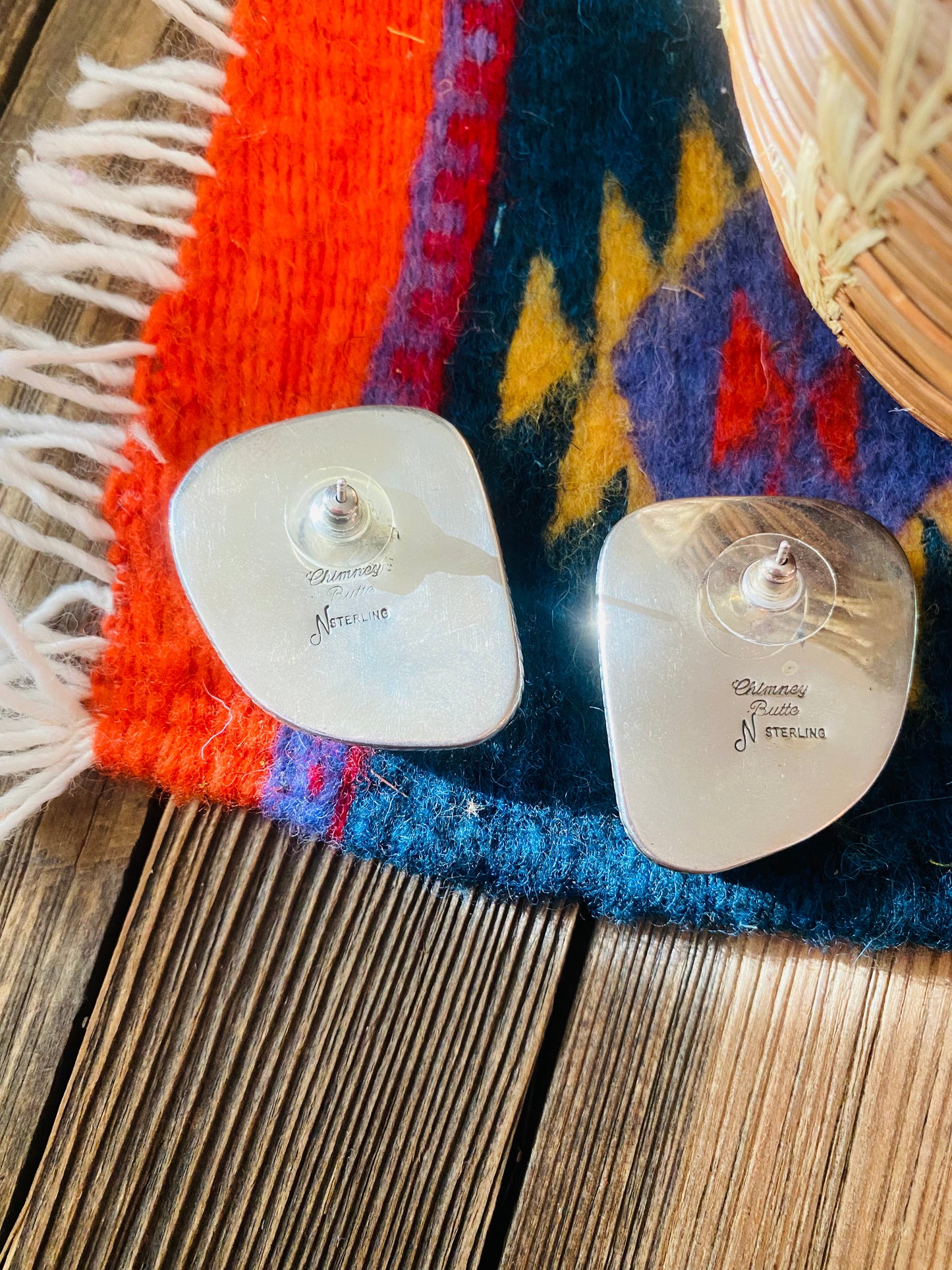 Navajo Tibetan Turquoise & Sterling Silver Post Earrings