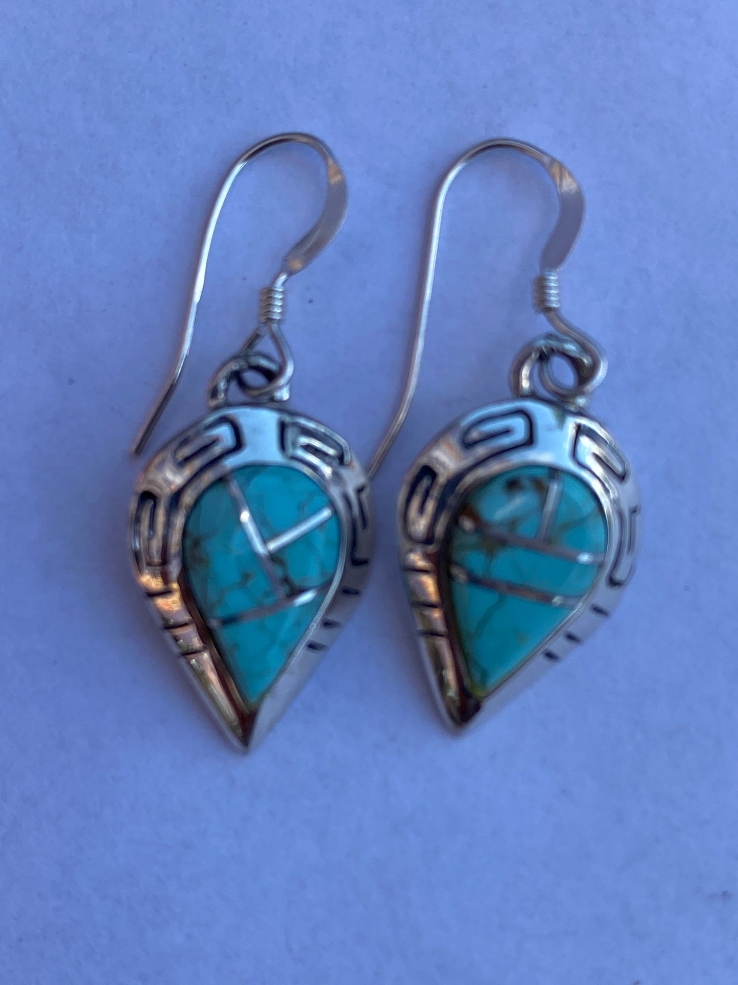 Turquoise & Sterling Silver Drop Dangle Earringsq