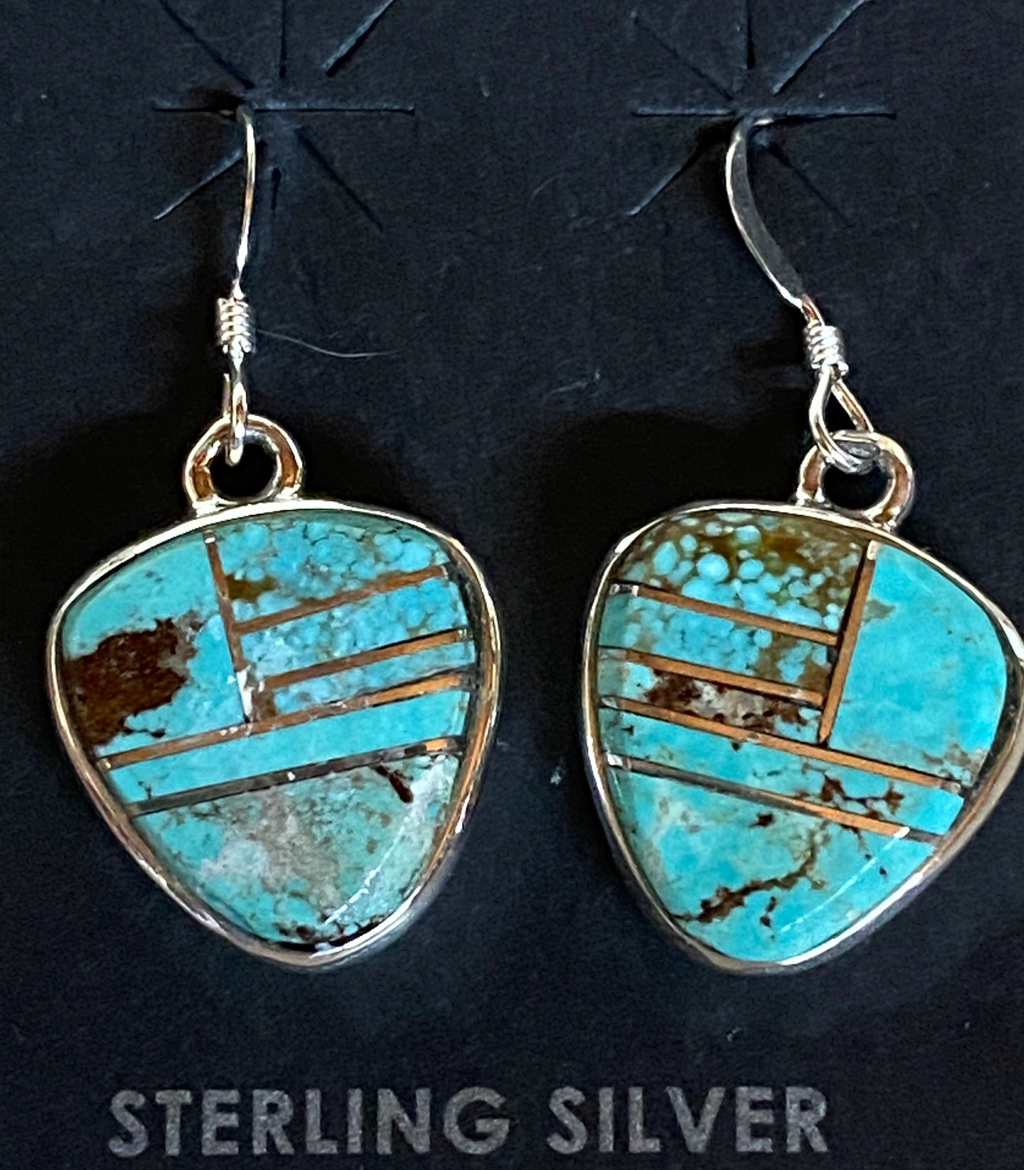 Turquoise & Sterling Silver Dangle Earrings 1.25”