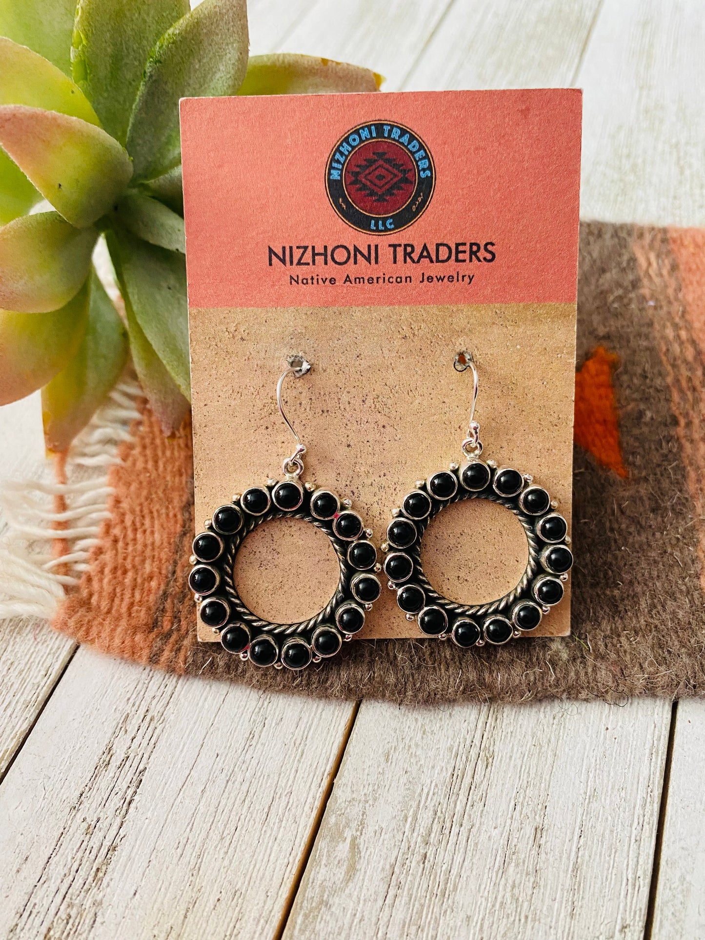 Handmade Black Onyx And Sterling Silver Cluster Dangle Earrings